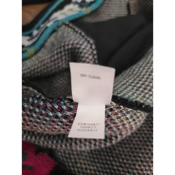 J. JILL Tapestry Knit Cardigan Womens Sz Large Long Duster Artsy Black Floral - Picture 10 of 10